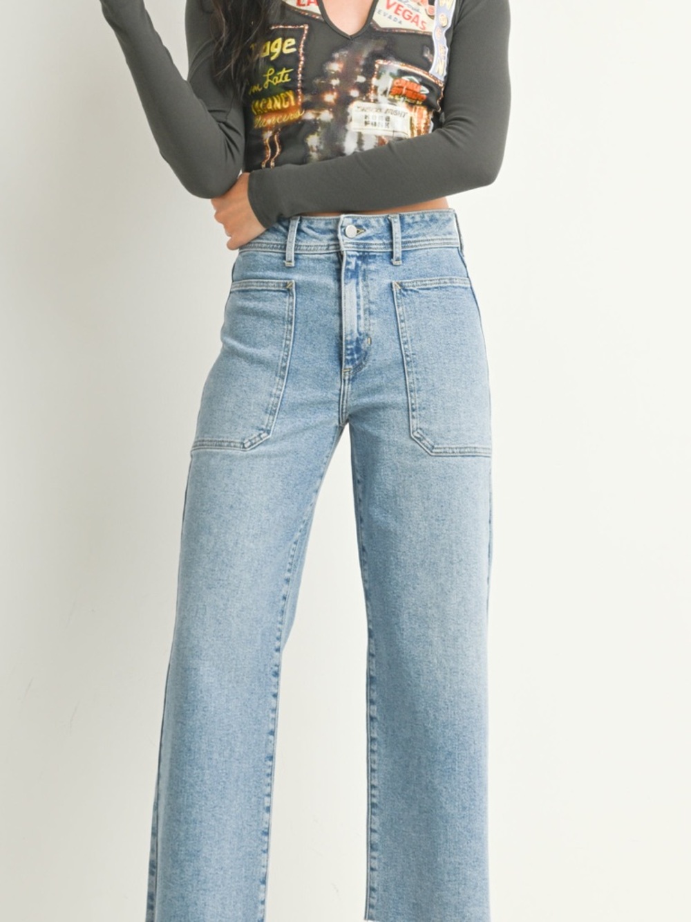 JBD Sailor Wide Leg High Rise Crop Jeans 29